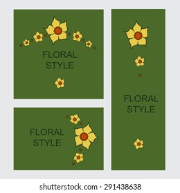 Templates vector narcissus graphic designs. Spring vintage background with lent lilies. Greeting or invitation card.