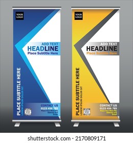 Templates of vector roll-up banners, Abstract Shapes Modern Banner, Business Roll Up Banner Stand, Corporate Roll Up Banner, Design Template 