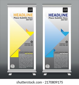 Templates of vector roll-up banners, Abstract Shapes Modern Banner, Business Roll Up Banner Stand, Corporate Roll Up Banner, Design Template 