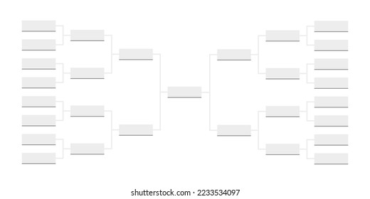 Templates of vector tournament brackets for 29 teams. Blank bracket template.