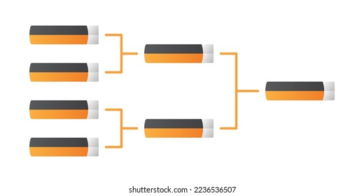 Plantillas de corchetes vectoriales para 4 equipos. Plantilla de corchete en blanco. Programa de corchetes de campeonato para baloncesto, fútbol o béisbol.