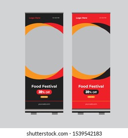 Templates of vector white and black roll-up banners on the theme of sport and sports nutrition, with a place for photos. Universal design with blue and orange diagonal elements. Set - Vector