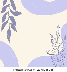 Plantillas de estilo boho abstracto violeta, diseño cuadrado de historias sociales, diseño de banners y anuncios, folleto.