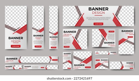 Templates of Web Banners with place for images. Vertical, horizontal and square banner layouts. Multipurpose web banner ads. vector