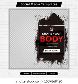 templates web and post for social media as, templates ad for gym