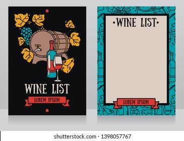 Templates for the wine list, can be used as invitation for wine party or winery, vector illustration