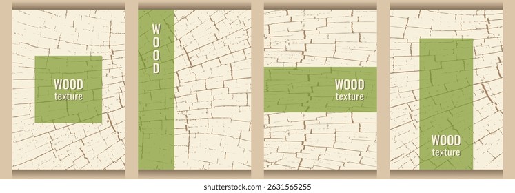 Templates with wood texture. Eco concept background with wood texture. Design for cover, brochure, postcard, business card, flyer. Vector image.