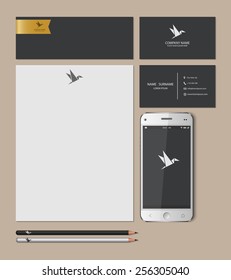 Templates:blank, business cards, smart phone, brand-book,pencil, Vector illustration.