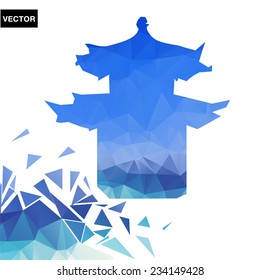 Temple and abstract background. Vector illustration.