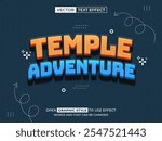 temple adventure editable text, font effect, 3d text for title