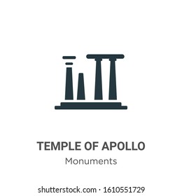 Temple of apollo glyph icon vector on white background. Flat vector temple of apollo icon symbol sign from modern monuments collection for mobile concept and web apps design.