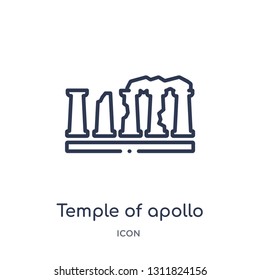 temple of apollo icon from monuments outline collection. Thin line temple of apollo icon isolated on white background.