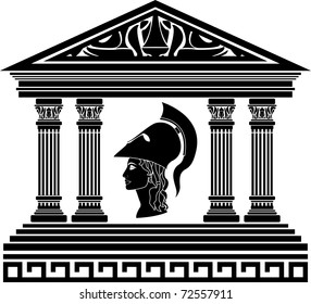 temple of Athena. stencil. vector illustration