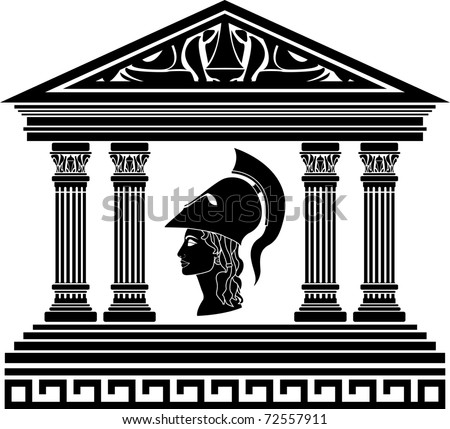 temple of Athena. stencil. vector illustration