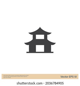 temple building icon logo simple design element 