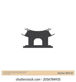 temple building icon logo simple design element 