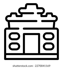 Vector de contorno de icono de camboya de templo. Viaje emblemático. Turismo cultural
