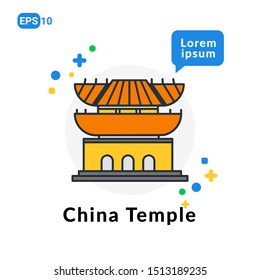 Temple of China Flat icon. Used For web, logo, mobile app, User Interface
