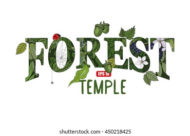 Temple deciduous forests, isolated on white, contain gradient mash, vector illustration, eps-10