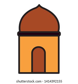 temple dome architecture culture on white background vector illustration