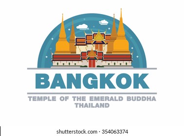 Temple of the emerald Buddha in Bangkok,Thailand Logo symbol flat design art