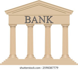 Temple of finance with black colored text