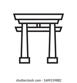 Temple Gate Thin Line Icon Vector, Japanese Design Theme