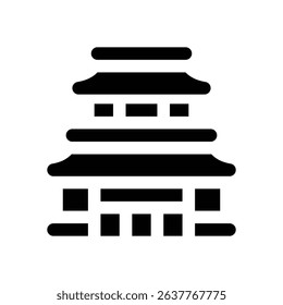 temple glyph icon. Strong and solid vector icon for websites, mobile interfaces, presentations, and visual branding. High quality and easy to edit.