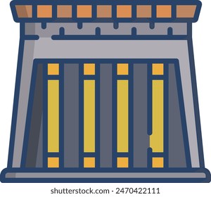 Temple of Hathor linear color vector illustration