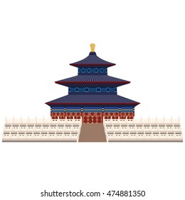 Temple of Heaven in Beijing China. Flat cartoon style historic sight showplace attraction web site vector illustration