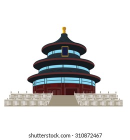 Temple of Heaven in Beijing, China, vector illustration.