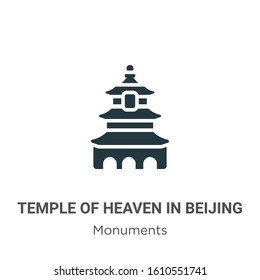 Temple of heaven in beijing glyph icon vector on white background. Flat vector temple of heaven in beijing icon symbol sign from modern monuments collection for mobile concept and web apps design.