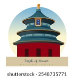 Temple of Heaven - complex of imperial religious buildings in Beijing China - Stock Illustration as EPS10 File