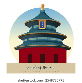 Temple of Heaven - complex of imperial religious buildings in Beijing China - Stock Illustration as EPS10 File