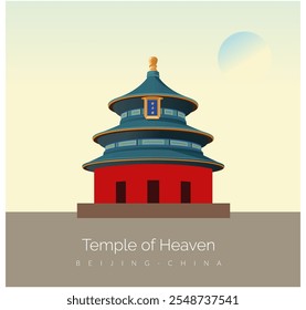 Temple of Heaven - complex of imperial religious buildings in Beijing China - Stock Illustration as EPS10 File