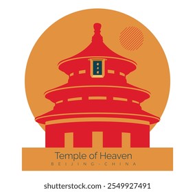 Temple of Heaven - complex of imperial religious buildings in Beijing China - Stock Illustration as EPS10 File