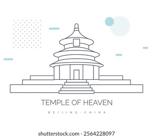 Temple of Heaven - complex of imperial religious buildings in Beijing China - Stock Illustration as EPS10 File