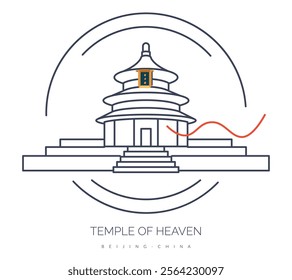 Temple of Heaven - complex of imperial religious buildings in Beijing China - Stock Illustration as EPS10 File