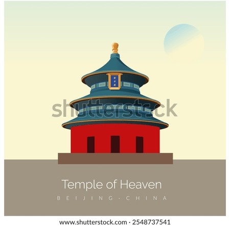 Temple of Heaven - complex of imperial religious buildings in Beijing China - Stock Illustration as EPS10 File