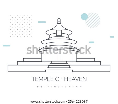 Temple of Heaven - complex of imperial religious buildings in Beijing China - Stock Illustration as EPS10 File