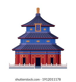 Temple of Heaven as Famous City Landmark and Travel and Tourism Symbol Vector Illustration