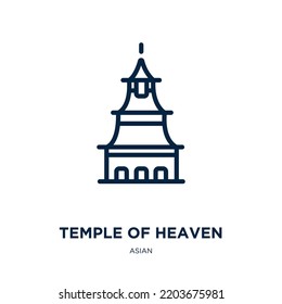 temple of heaven icon from asian collection. Thin linear temple of heaven, heaven, temple outline icon isolated on white background. Line vector temple of heaven sign, symbol for web and mobile