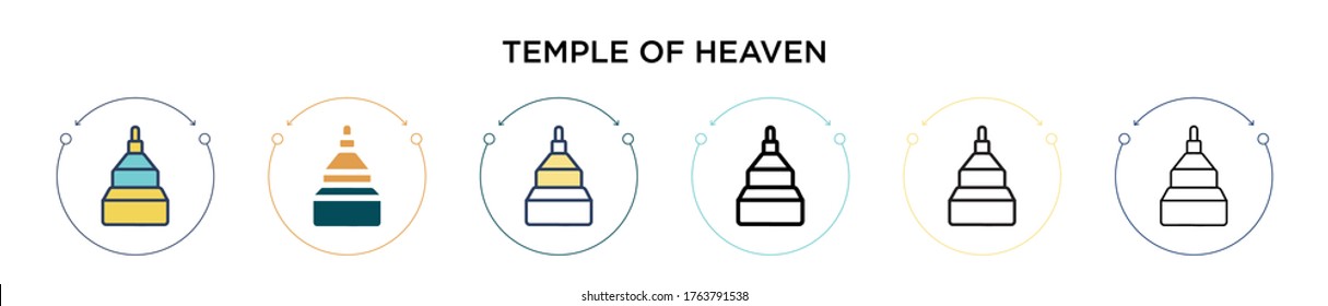 Temple of heaven icon in filled, thin line, outline and stroke style. Vector illustration of two colored and black temple of heaven vector icons designs can be used for mobile, ui, web