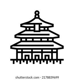 Tempel der Himmelslinie Symbol Vektorgrafik. Himmelstempel. isoliertes Kontursymbol