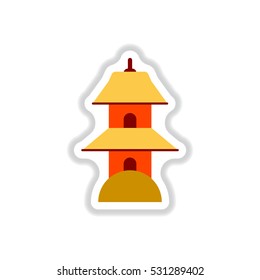 Temple of Heaven Vector illustration in paper sticker style Chinese Temple of Heaven monument