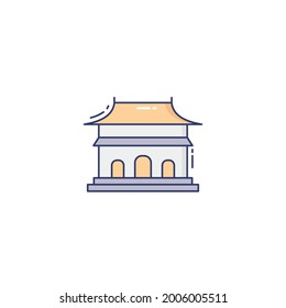 Icono del templo aislado en fondo blanco
