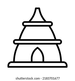 Temple Icon. Line Art Style Design Isolated On White Background