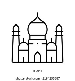 Tempelsymbol. Lineares Zeichen einzeln auf weißem Hintergrund. Vektorgrafik