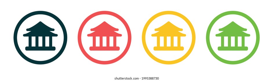 Temple icon on circle design. Religion symbol. Vector illustration