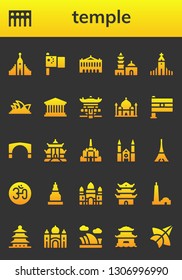 temple icon set. 26 filled temple icons.  Simple modern icons about  - Hallgrimskirkja, Segovia, China, Palais garnier, Qutb minar, Opera house, Pantheon, Pagoda, Taj mahal, India